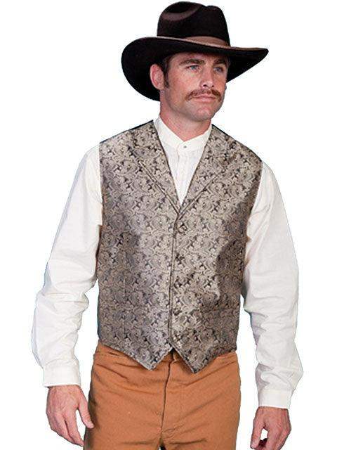 Scully TAUPE PAISLEY VEST - Scully Leather - Flyclothing LLC