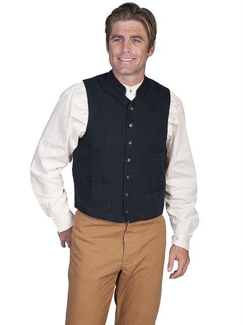 Scully BLACK STANDUP ROUND COLLAR VEST - Flyclothing LLC