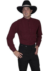 Scully BURGUNDY SHIRT W/PAISLEY INSET BIB - Scully Leather