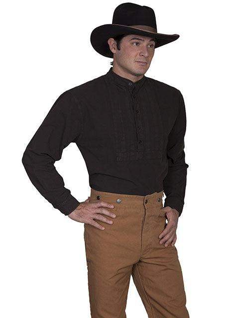 Scully BROWN PLEATED BIB SHIRT - Scully Leather - Flyclothing LLC