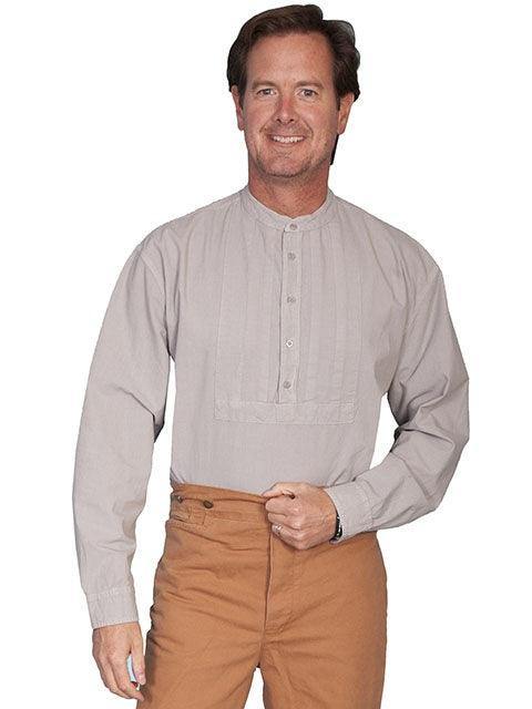 Scully LIGHT GREY PLEATED BIB SHIRT - Scully Leather