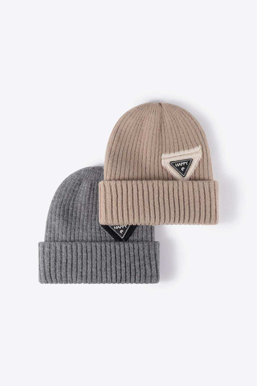HAPPY Contrast Beanie - Trendsi - Flyclothing LLC