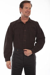 Scully CHOCOLATE TWO BUTTON PLACKET SHIRT - Scully Leather