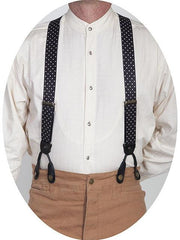 Scully BLACK ELASTIC "WHITE DOTS" SUSPENDERS - Flyclothing LLC