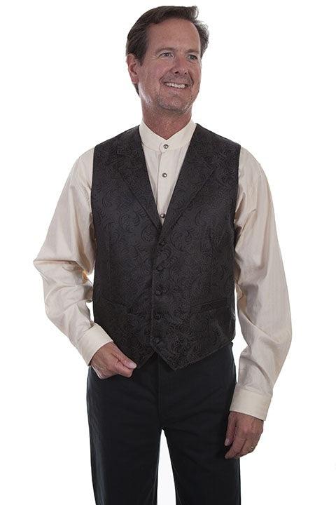 Scully CHOCOLATE NOTCHED LAPEL PAISLEY SCROLL VEST - Flyclothing LLC