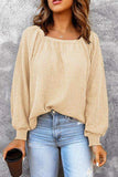 Square Neck Waffle-Knit Top - Trendsi - Flyclothing LLC