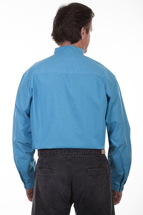 Scully LIGHT BLUE BUTTON FRONT BAND COLLAR SHIRT - Flyclothing LLC