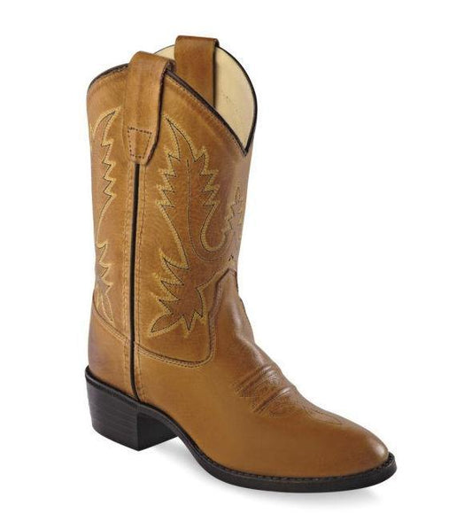 Old West Tan Youth Round Toe Boots - Old West