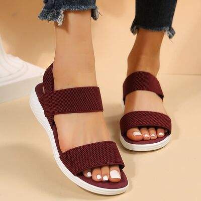 Rubber Open Toe Low Heel Sandals - Trendsi - Flyclothing LLC