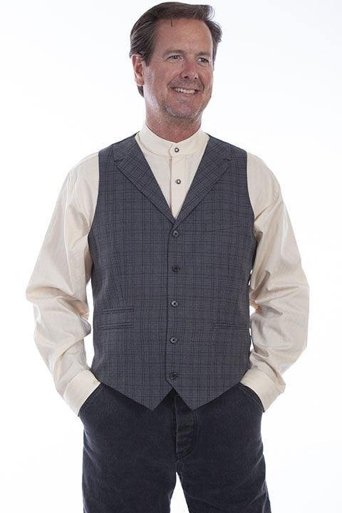 Scully CHARCOAL PLAID POINT BOTTOM VEST - Scully Leather