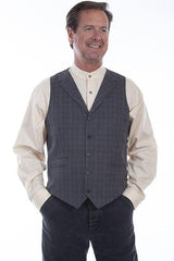 Scully CHARCOAL PLAID POINT BOTTOM VEST - Scully Leather