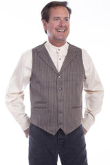 Scully HEATHER BROWN PINSTRIPE POINT BOTTOM VEST - Flyclothing LLC
