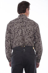 Scully BROWN PAISLEY BUTTON FRONT SHIRT - Scully Leather