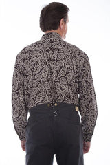 Scully BROWN PAISLEY BUTTON FRONT SHIRT - Flyclothing LLC