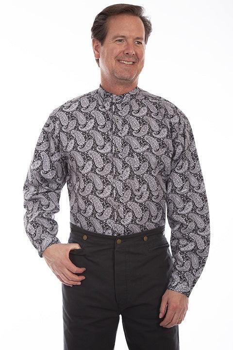 Scully BLACK-WHITE LARGE PAISLEY BUTTON FRONT SHIRT - Flyclothing LLC