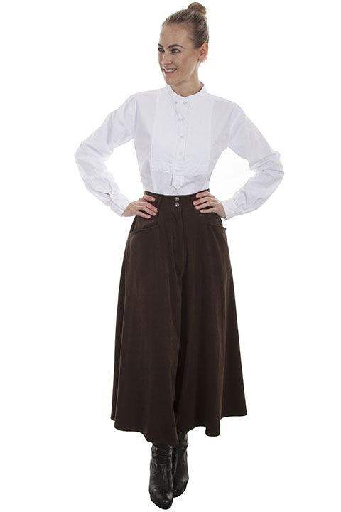 Scully BROWN SUEDED RIDING SKIRT - Scully Leather - Flyclothing LLC