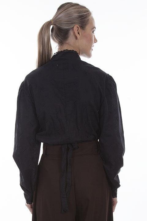 Scully BLACK EMB. FLORAL BLOUSE - Scully Leather