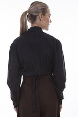 Scully BLACK EMB. FLORAL BLOUSE - Scully Leather