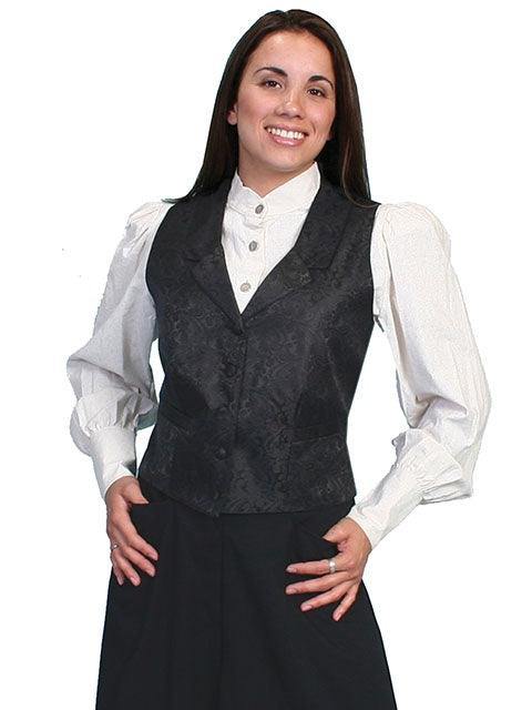 Scully BLACK LADIES BLACK PAISLEY VEST - Scully Leather
