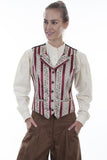 Scully BURGUNDY WALLPAPER STRIPE VEST - Scully Leather