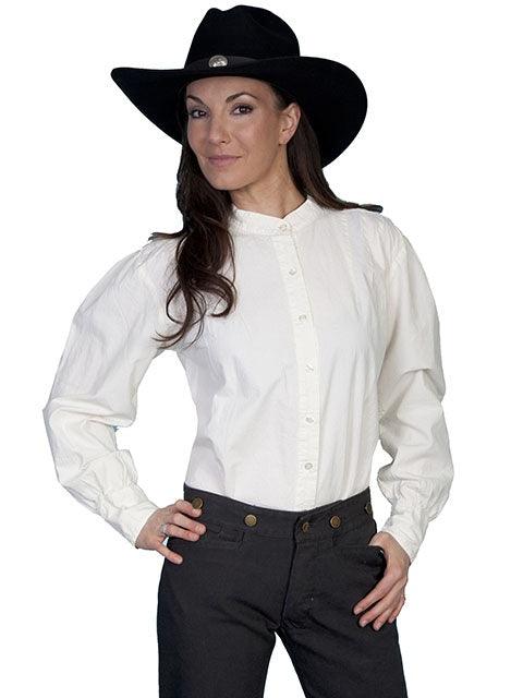 Scully IVORY PERUVIAN COTTON PLEATED FRONT BLOUSE - Flyclothing LLC