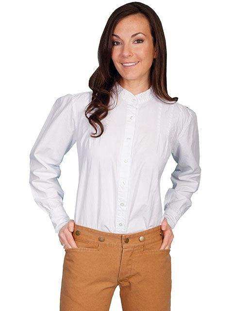 Scully WHITE PERUVIAN COTTON PLEATED FRONT BLOUSE - Scully Leather - Flyclothing LLC