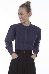 Scully BLUE PAISLEY BIB FRONT BLOUSE - Scully Leather - Flyclothing LLC