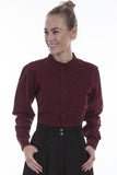 Scully BURGUNDY PAISLEY BIB FRONT BLOUSE - Scully Leather