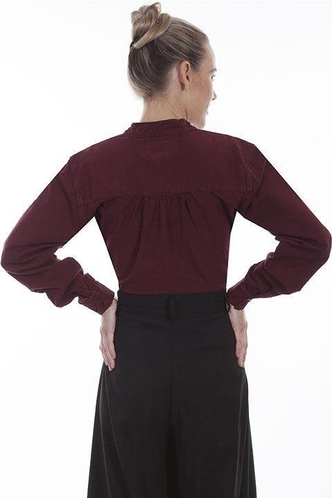Scully BURGUNDY PAISLEY BIB FRONT BLOUSE - Scully Leather