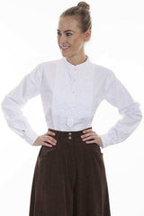 Scully WHITE PAISLEY BIB FRONT BLOUSE - Scully Leather - Flyclothing LLC