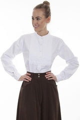 Scully WHITE PAISLEY BIB FRONT BLOUSE - Flyclothing LLC