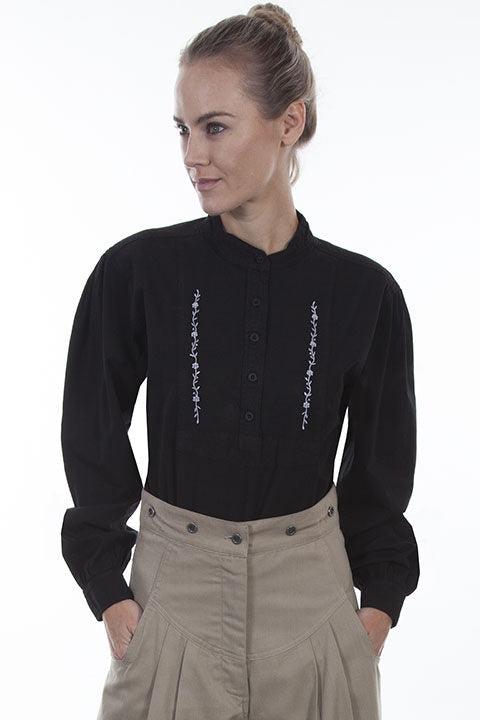 Scully BLACK BLOUSE W/CONT. EMB. - Flyclothing LLC
