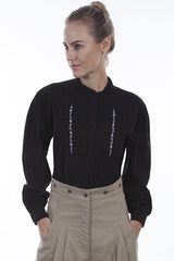 Scully BLACK BLOUSE W/CONT. EMB. - Scully Leather
