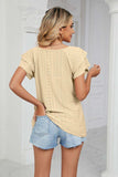 Eyelet Layered Flutter Sleeve V-Neck Knit Top - Trendsi - Flyclothing LLC