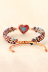 Handmade Heart Shape Natural Stone Bracelet - Trendsi