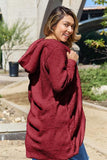 Double Take Full Size Open Front Long Sleeve Hooded Coat - Trendsi