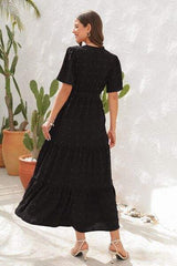 Swiss Dot Tied Surplice Short Sleeve Dress - Trendsi - Flyclothing LLC