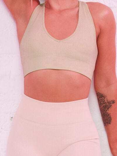 Scoop Neck Wide Strap Active Bra - Trendsi - Flyclothing LLC