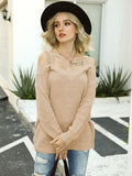 Wide Strap Cold Shoulder Pullover Sweater - Flyclothing LLC