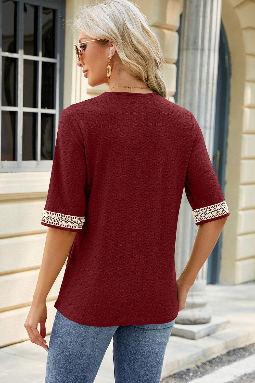 V-Neck Half Sleeve T-Shirt - Trendsi - Flyclothing LLC