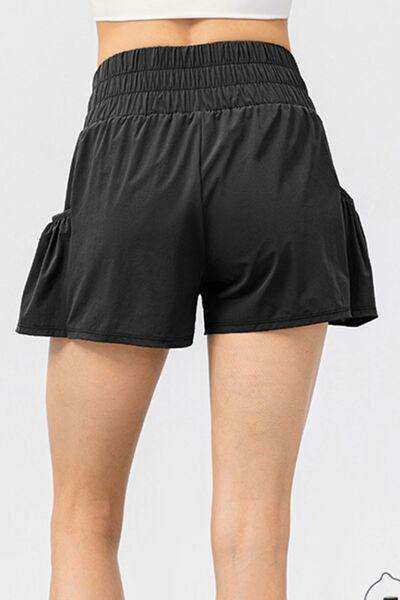 Elastic Waist Pocketed Active Shorts - Trendsi - Flyclothing LLC