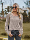 Round Neck Long Sleeve Buttoned T-Shirt - Trendsi - Flyclothing LLC