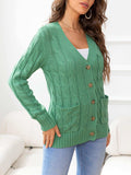Button Down Cable-Knit Cardigan - Trendsi - Flyclothing LLC
