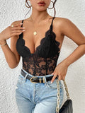 Lace V-Neck Spaghetti Strap Bodysuit - Trendsi