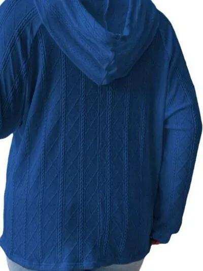 Textured Drawstring Kangaroo Pocket Hoodie - Trendsi - Flyclothing LLC