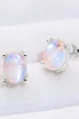 Natural Moonstone 4-Prong Stud Earrings - Trendsi