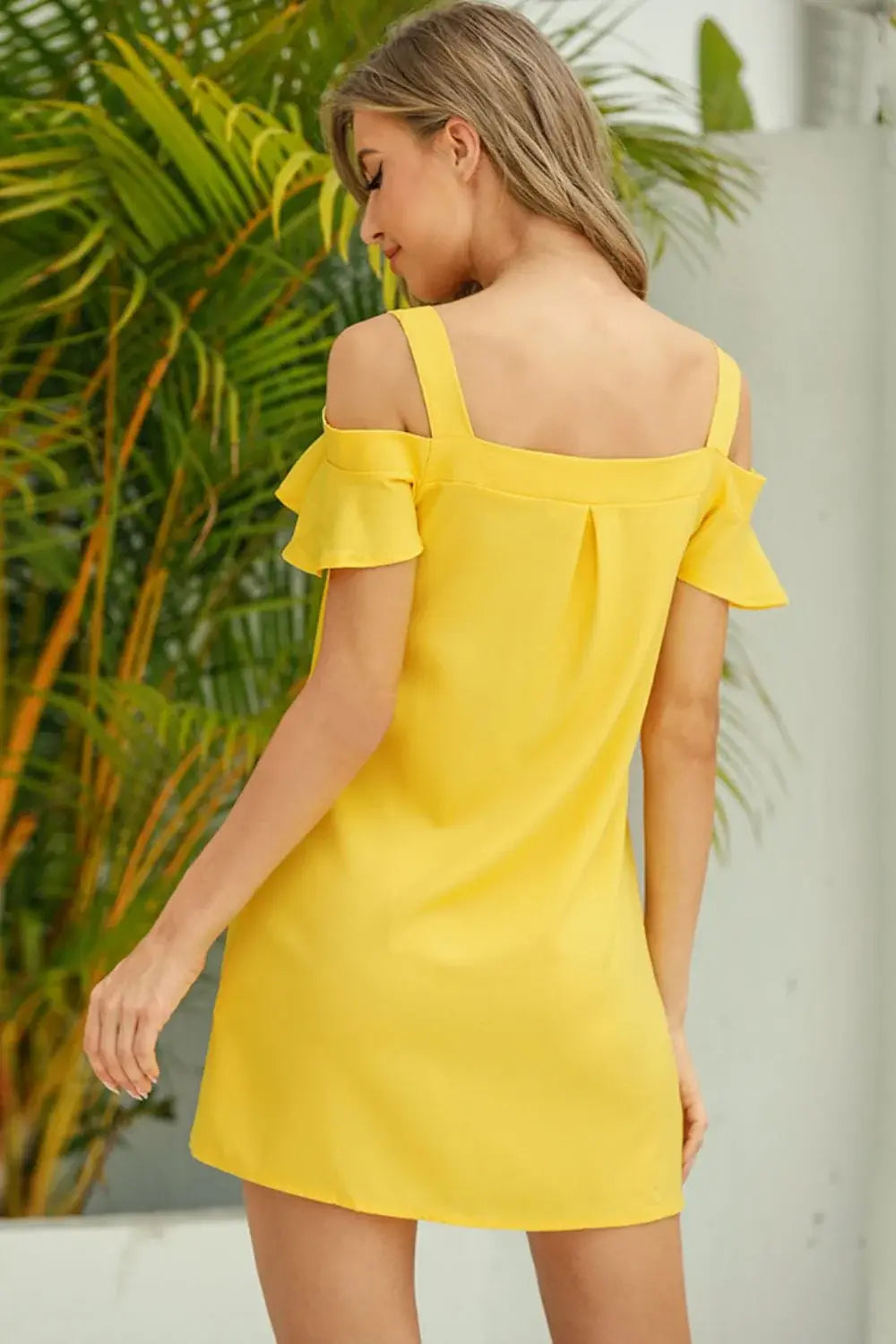 Cold-Shoulder Mini Dress - Trendsi - Flyclothing LLC