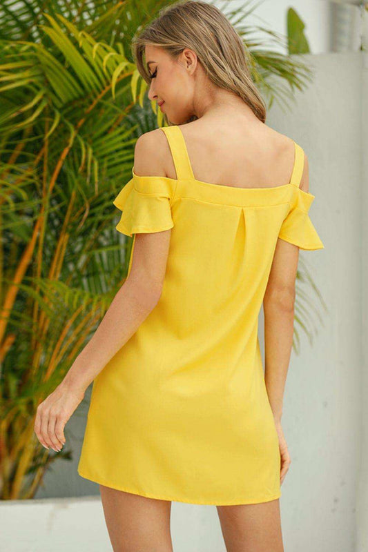 Cold-Shoulder Mini Dress - Trendsi - Flyclothing LLC