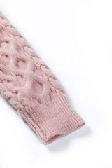 Cable-Knit Off-Shoulder Long Sleeve Sweater - Trendsi - Flyclothing LLC
