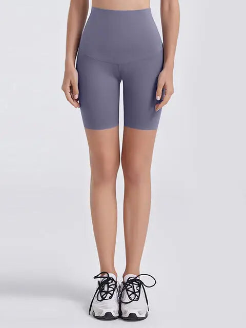 Wide Waistband Sports Shorts - Trendsi - Flyclothing LLC